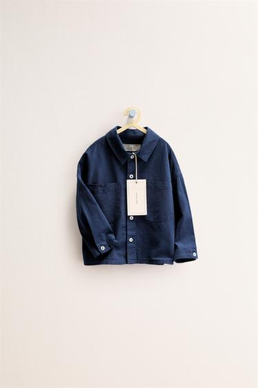 ZARA TIMELESS - РУБАШКА В МЕЛКУЮ КЛЕТКУ ИЗ ХЛОПКА И ЛЬНА — ИНДИГО от Zara