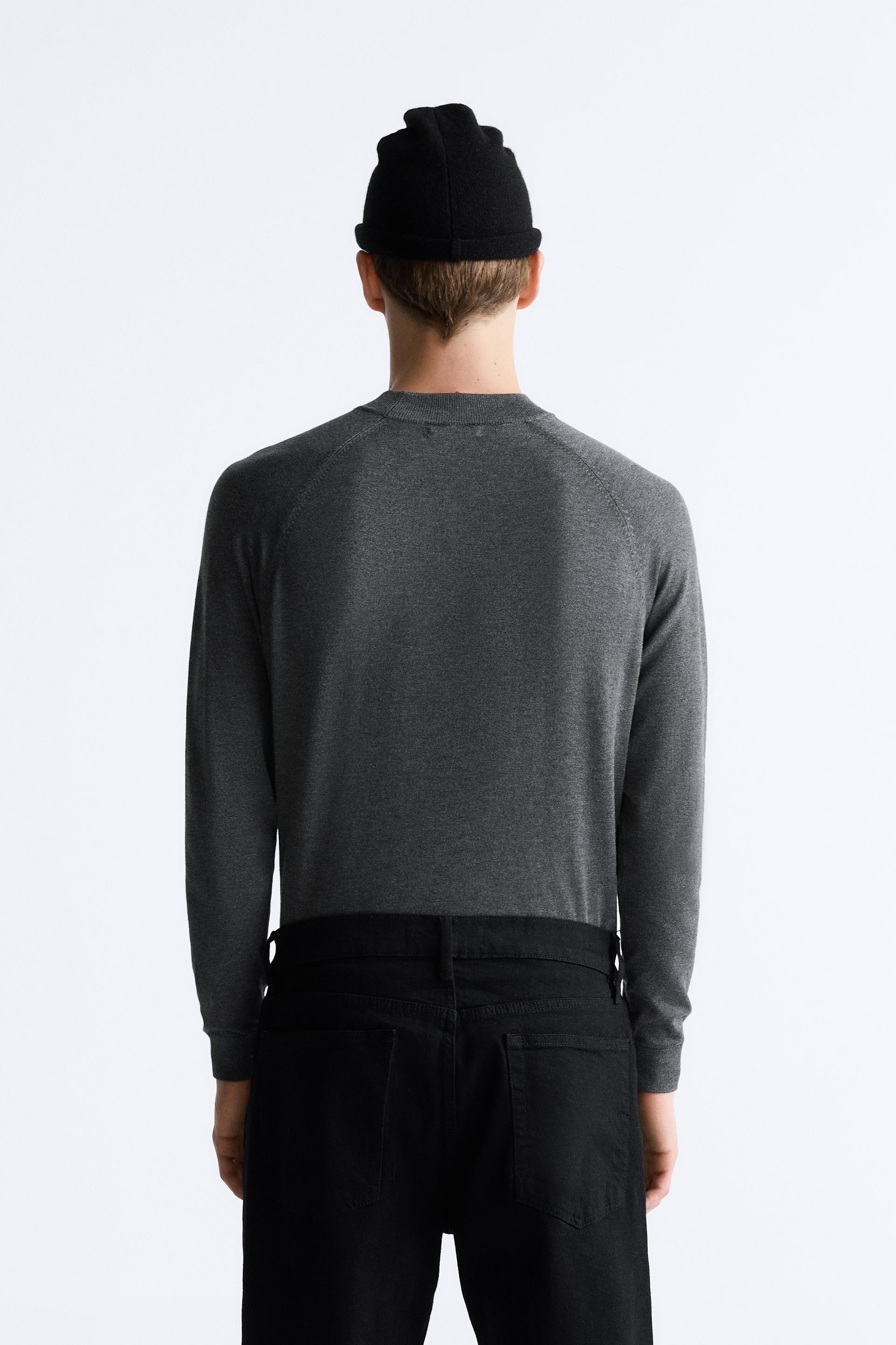 ZARA 'Ribbed Knit Mock Neck' Men's Designer Long Sleeve Sweater S Khaki  **NWT**