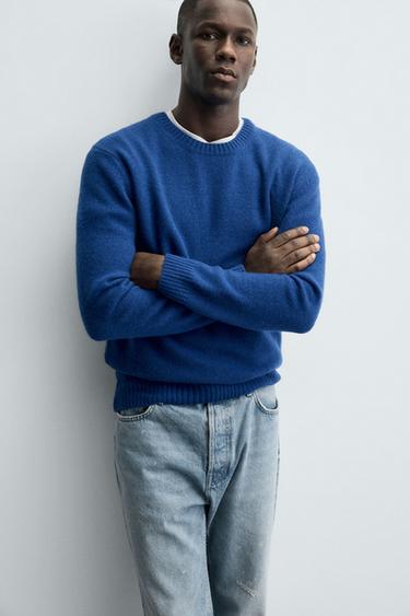 PULL REGULAR FIT EN MÉLANGE DE LAINE - Bleu roi de Zara - Image 4