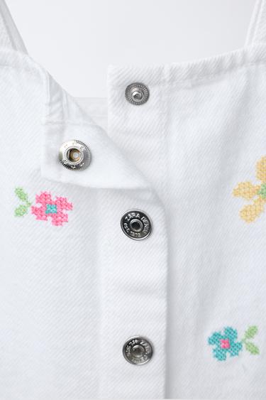 CROSS STITCH FLORAL TWILL TOP - White by Zara - Image 2