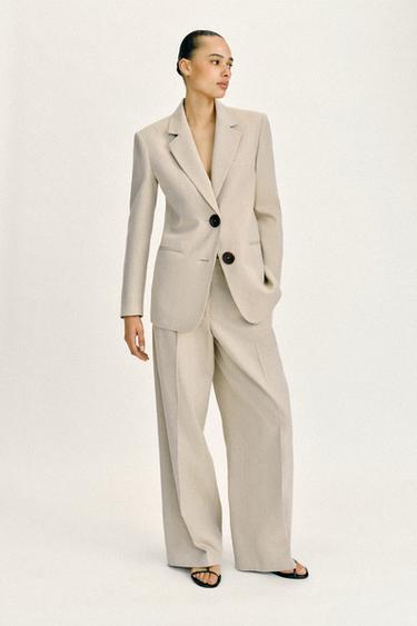 STRAIGHT-LEG DARTED TROUSERS - Light beige by Zara