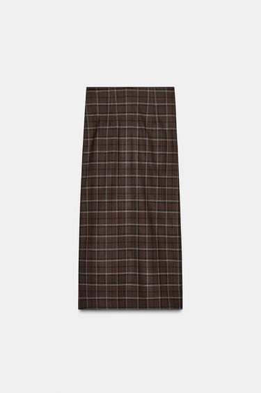 ZW COLLECTION DRAPED CHECK SKIRT - Brown by Zara - Image 5