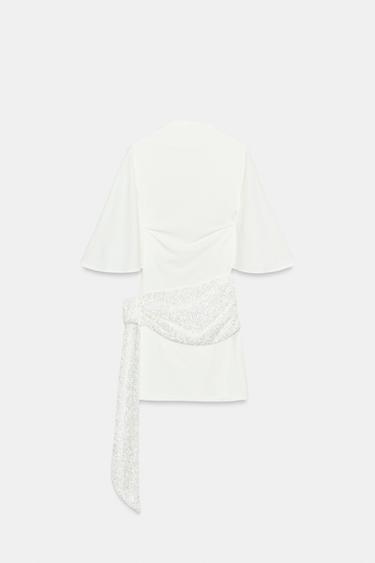 CONTRAST sequin MINI DRESS - White by Zara