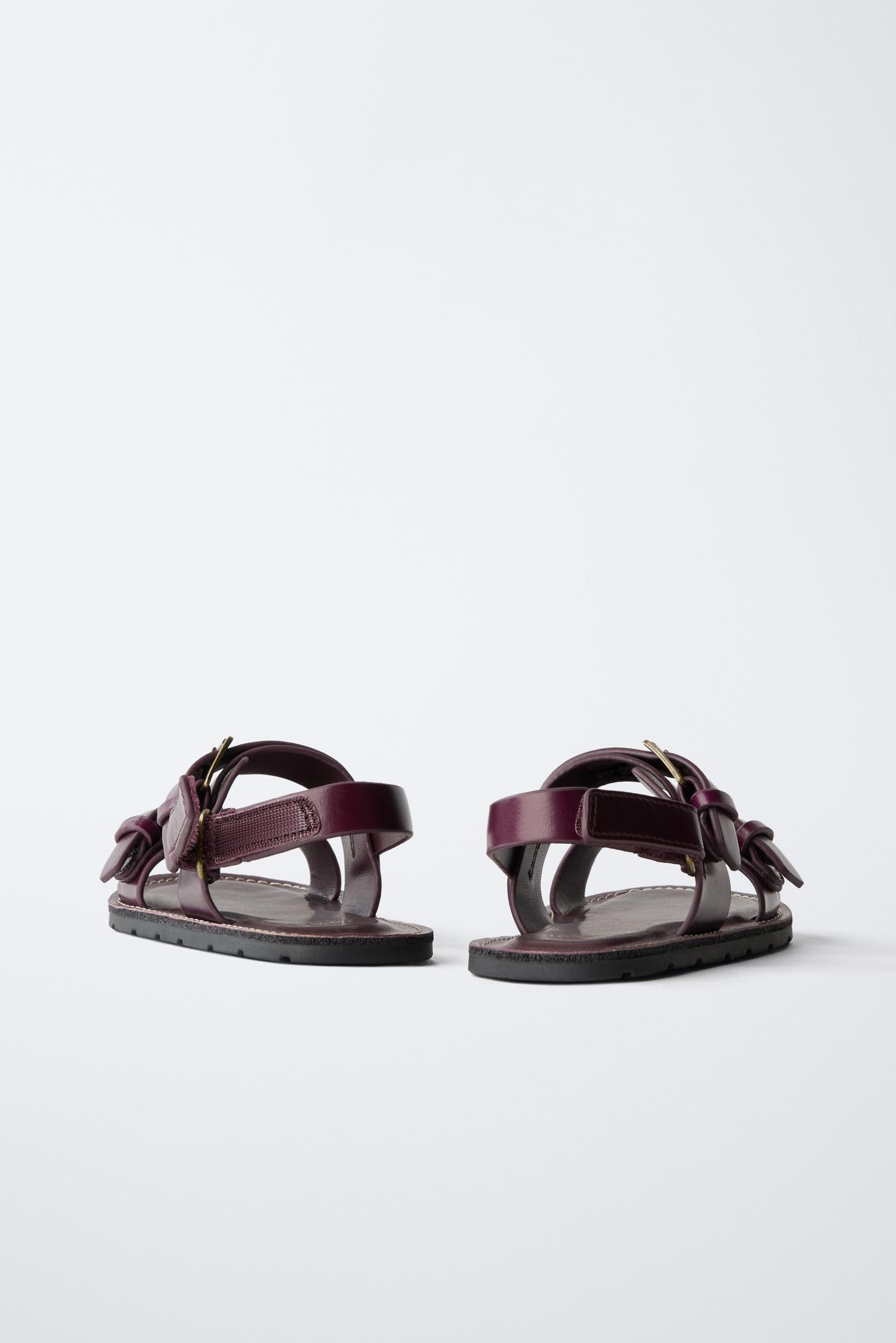 Детские сандалии Zara Leather, цвет: Баклажановый — фото 5