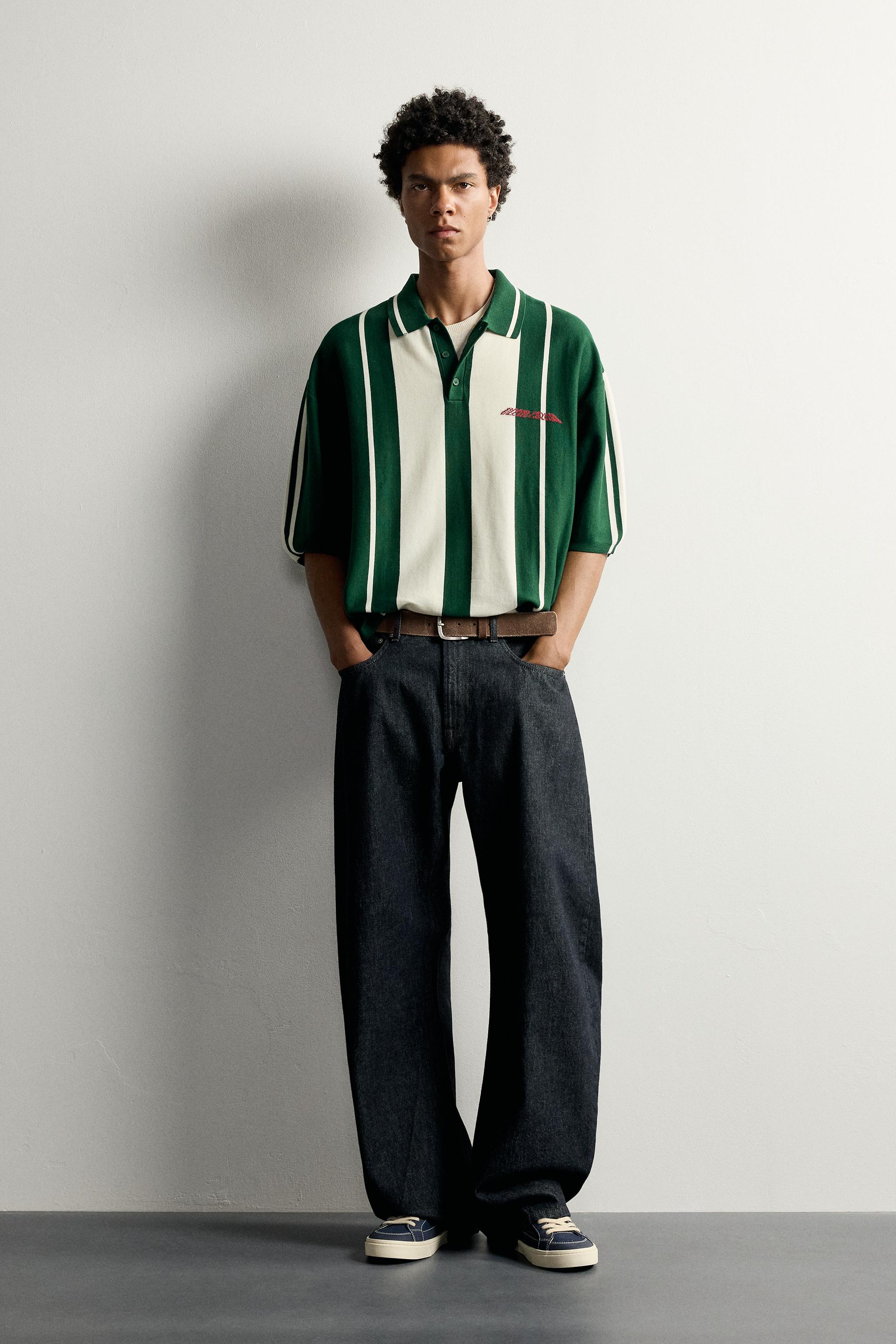 Zara KONTRAST YAZILI BOXY FIT TRİKO POLO T-SHIRT