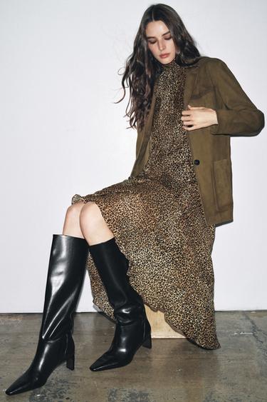 Zara WIDE HEEL BOOTS - Black