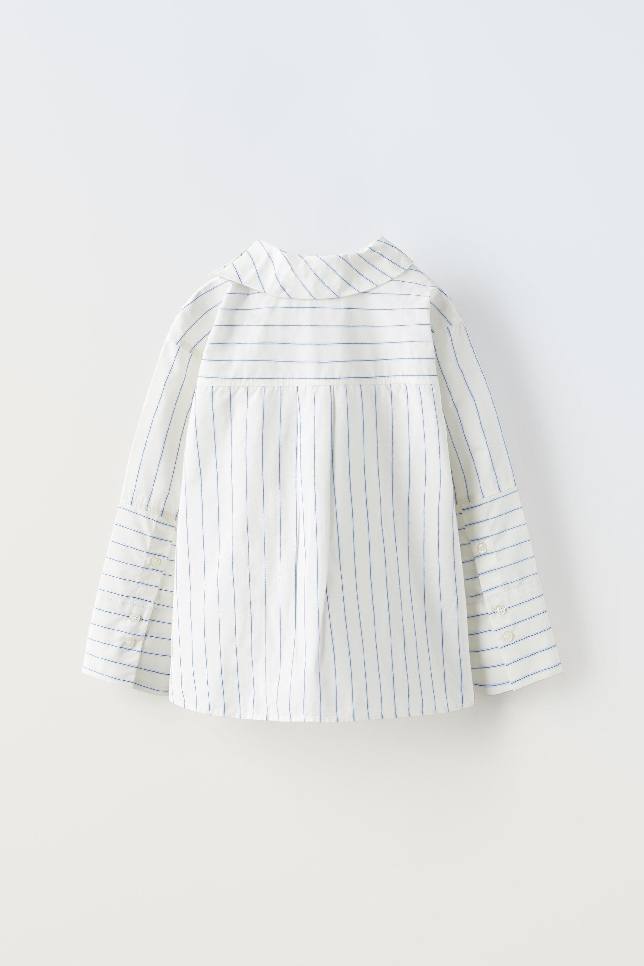 ネックディテール ストライプ Ｔシャツ - 青色/白色 | ZARA Japan / 日本