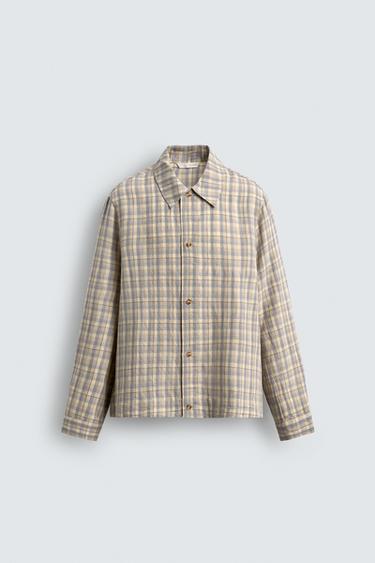 TEXTURED CHECK SHIRT - Sand by Zara