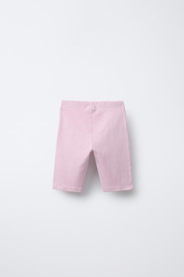 WASHED-EFFECT RIBBED CYCLING LEGGINGS - Faded pink by Zara - Image 3