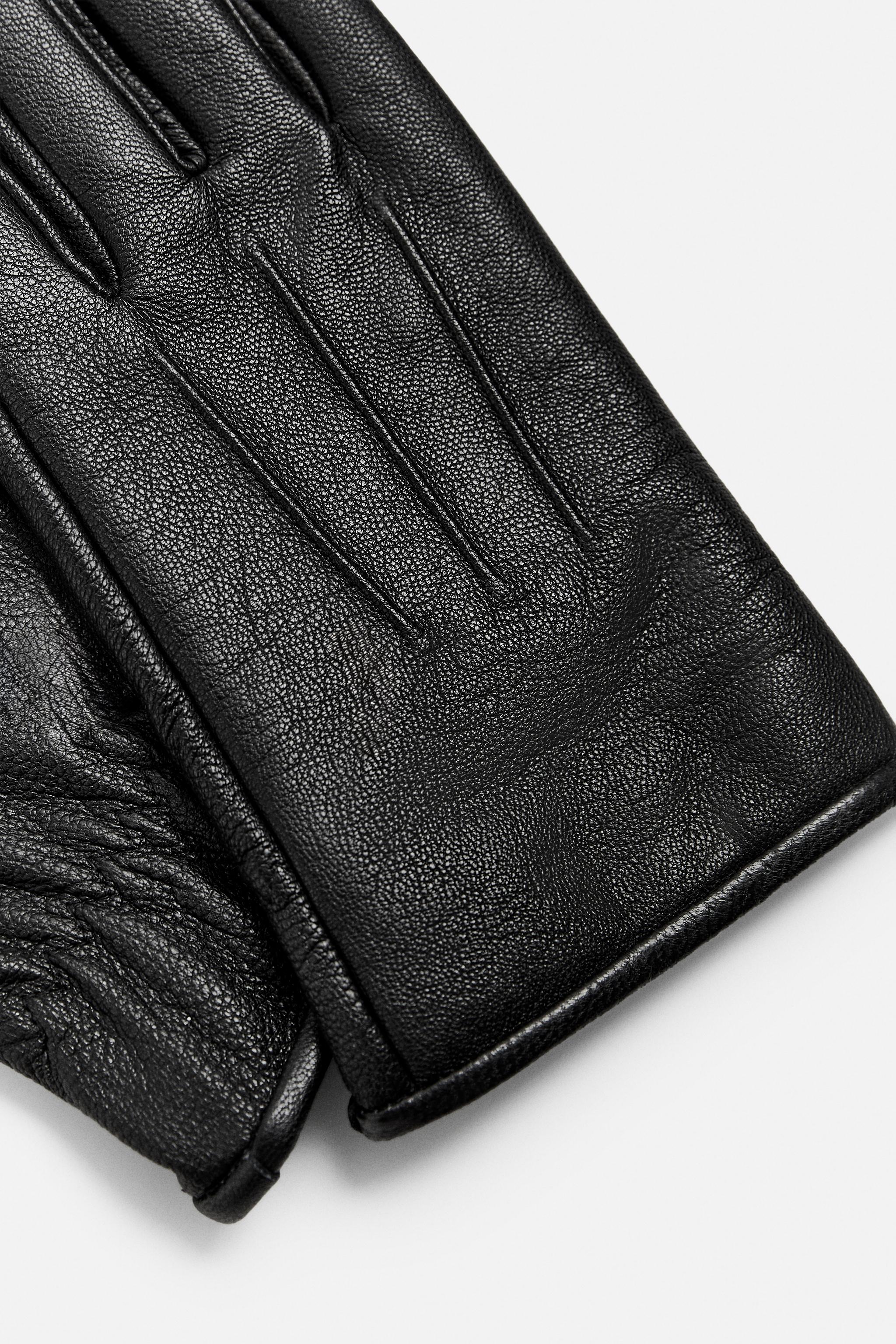 BASIC LEATHER GLOVES Brown ZARA Australia