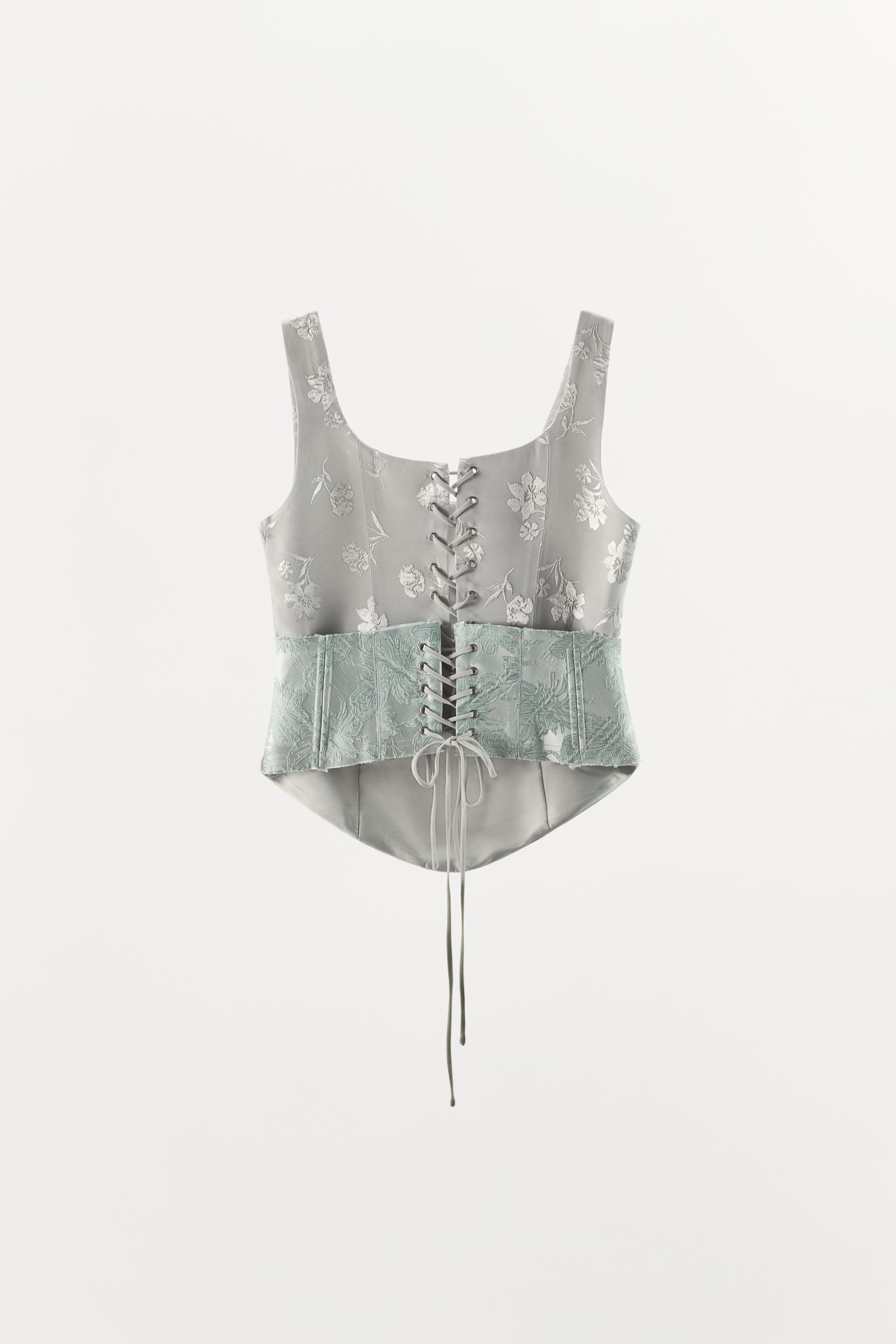 TOP CORSET EN JACQUARD COMBINÉ