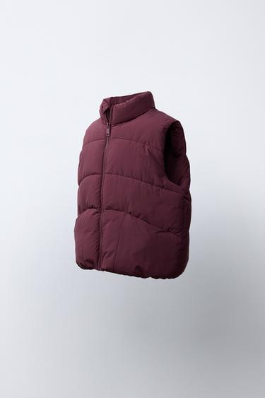 WATER-REPELLENT PLAIN GILET - Dark plum by Zara