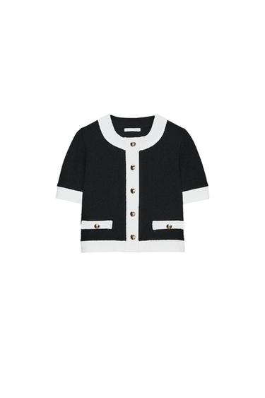 CHAQUETA BOUCLÉ CONTRASTE - Negro / Blanco de Zara