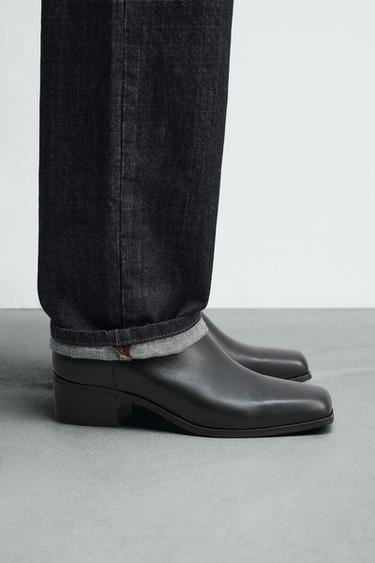 بوت جلدي بكعب - أسود الخاص بـ Zara - صورة 0