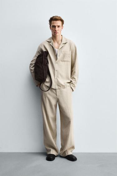 Zara FLOWY LYOCELL - LINEN PANTS - Light beige - Image 0