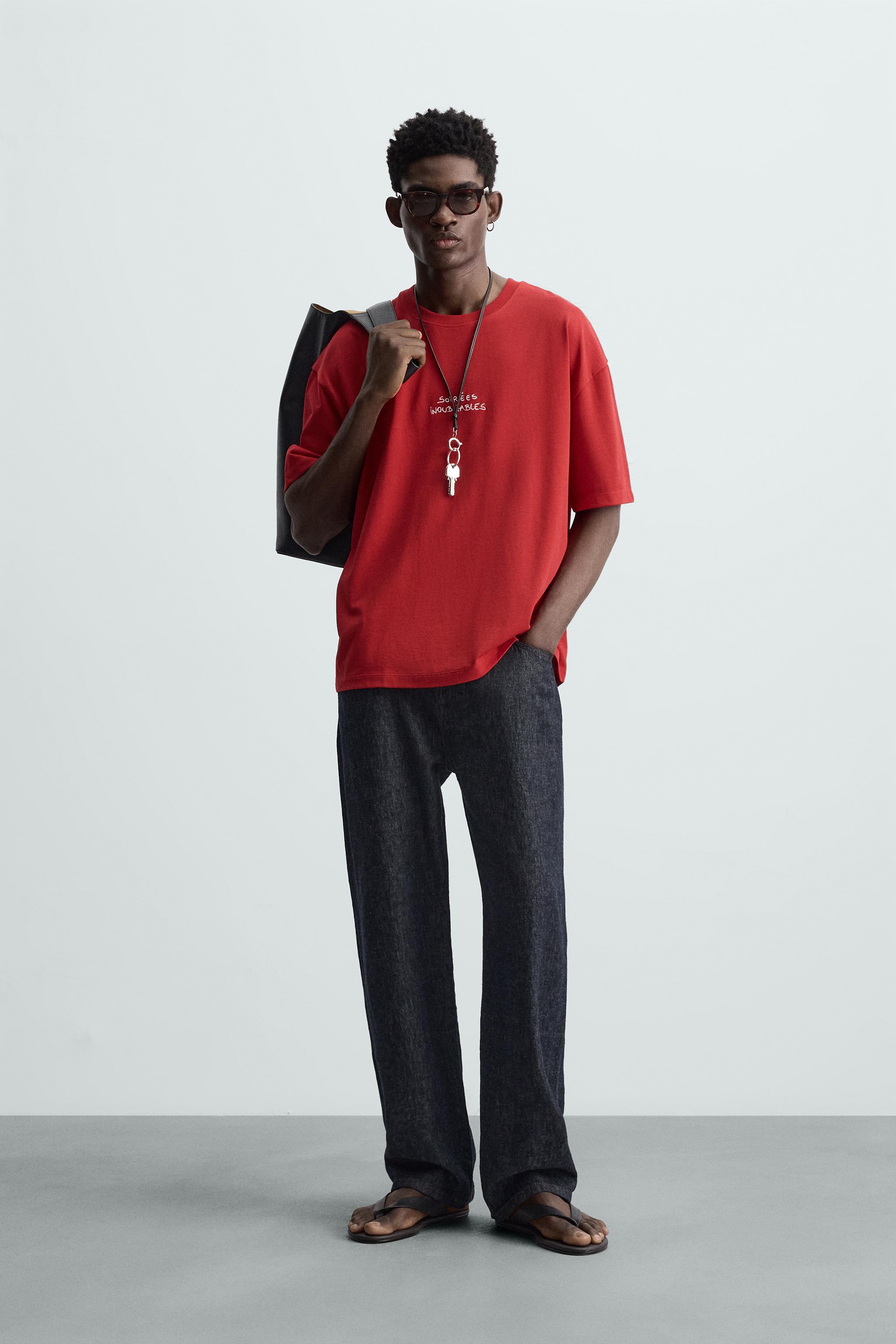 SLOGAN PRINT T-SHIRT - Red | ZARA Australia