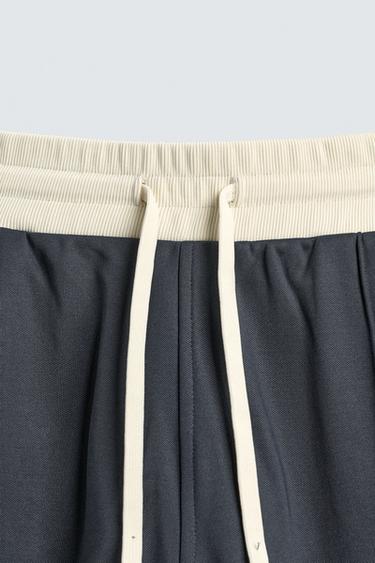 PANTALON DE JOGGING COUPE LARGE AVEC BANDES - Bleu de Zara - Image 8