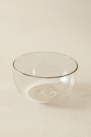 BOROSILICATE GLASS BOWL WITH SILVER RIM - Silver by Zara