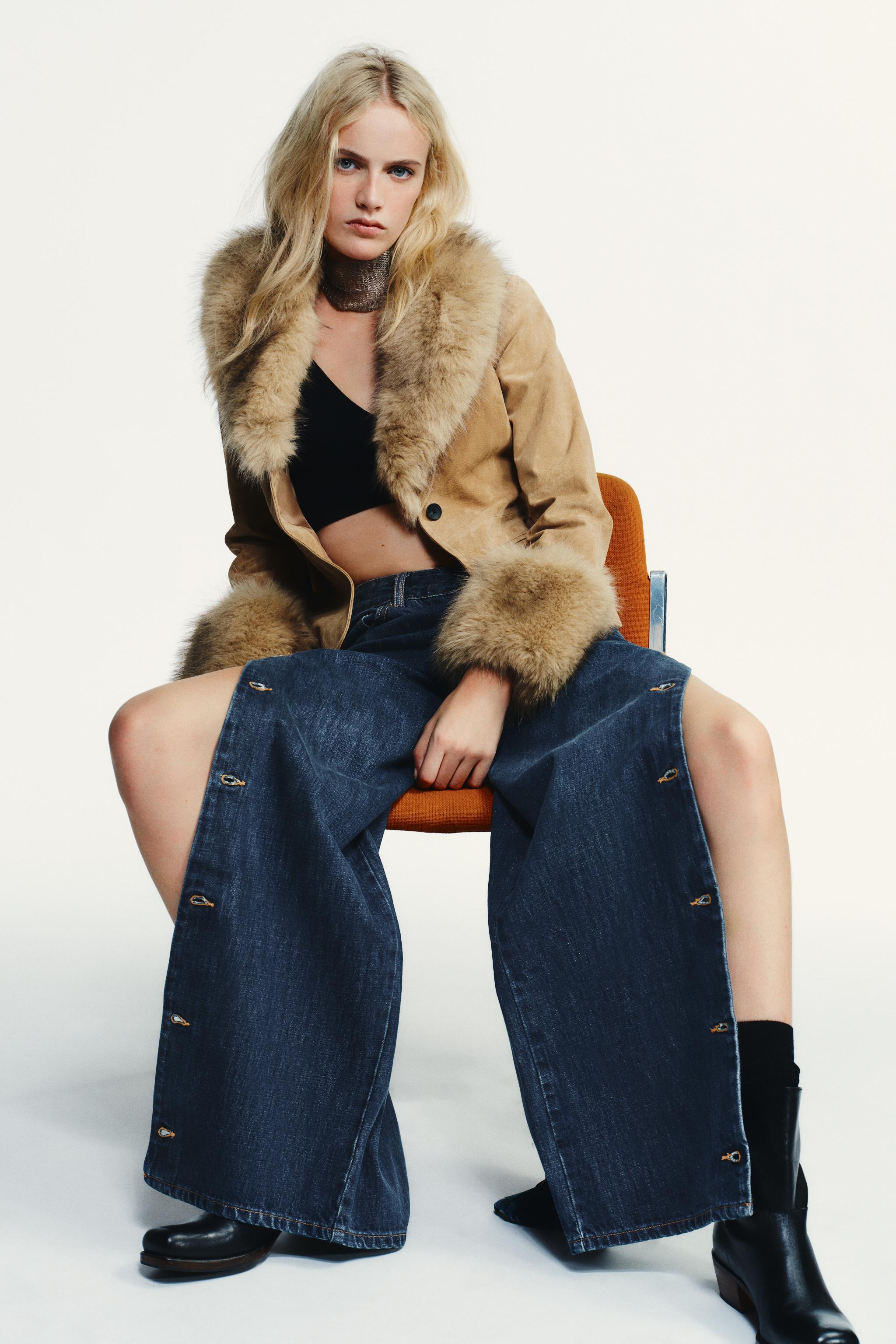 TRF MID-RISE BUTTONED BAGGY JEANS