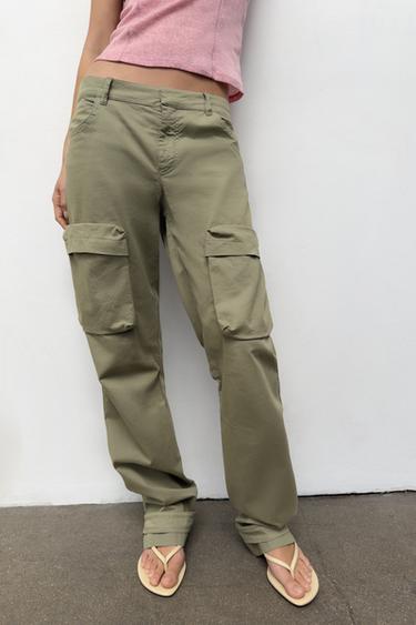 STRAIGHT-LEG CARGO TROUSERS - Light khaki by Zara