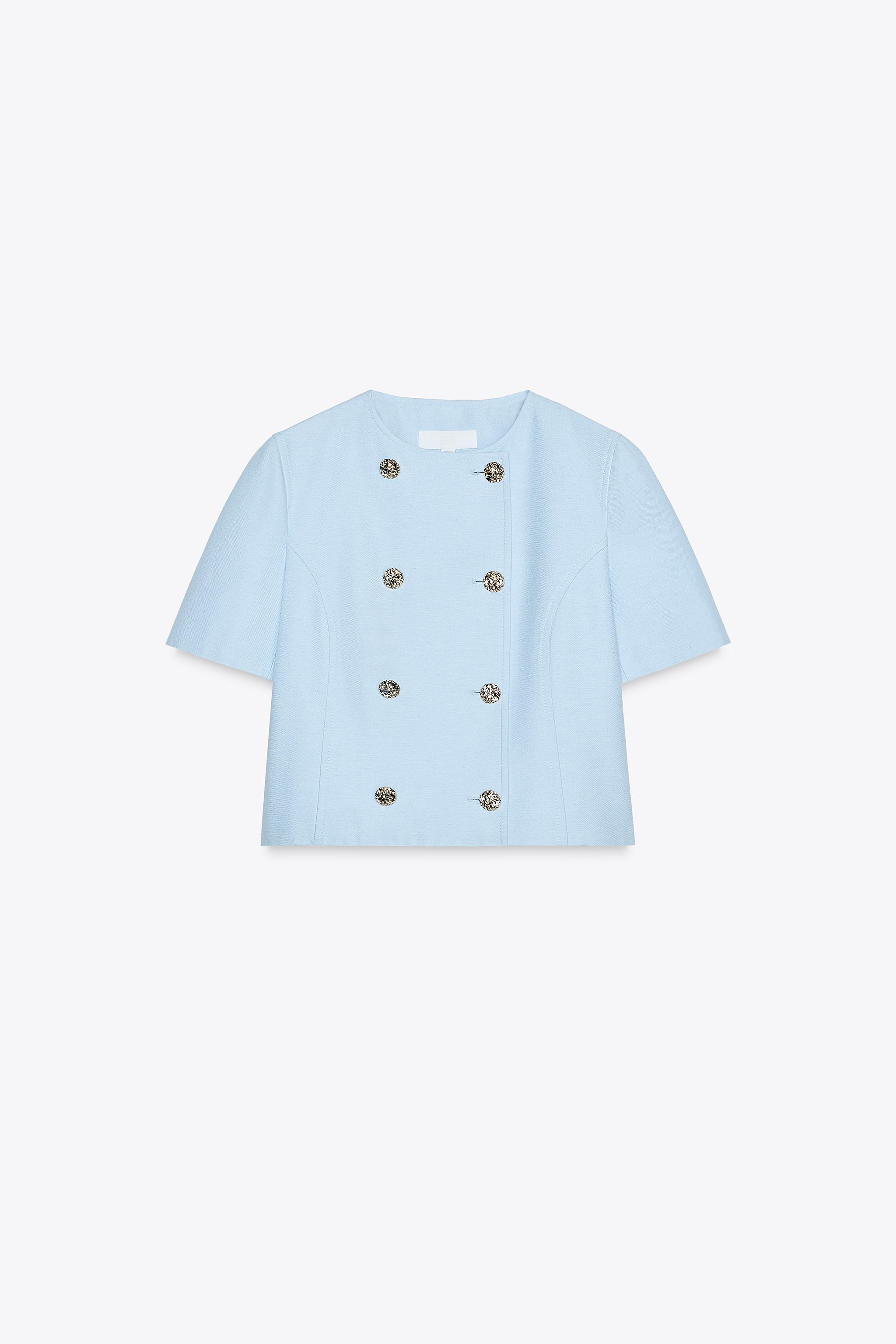 ZARA ザラ ダブルブレスト仕様ショートスリーブブレザー - メルカリ