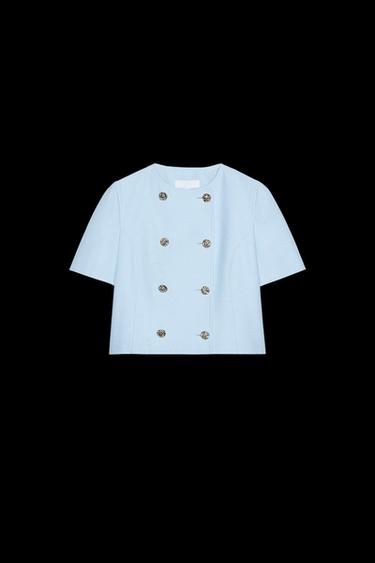 DOPPELREIHIGER BLAZER MIT KURZEN ÄRMELN - Himmelblau von Zara