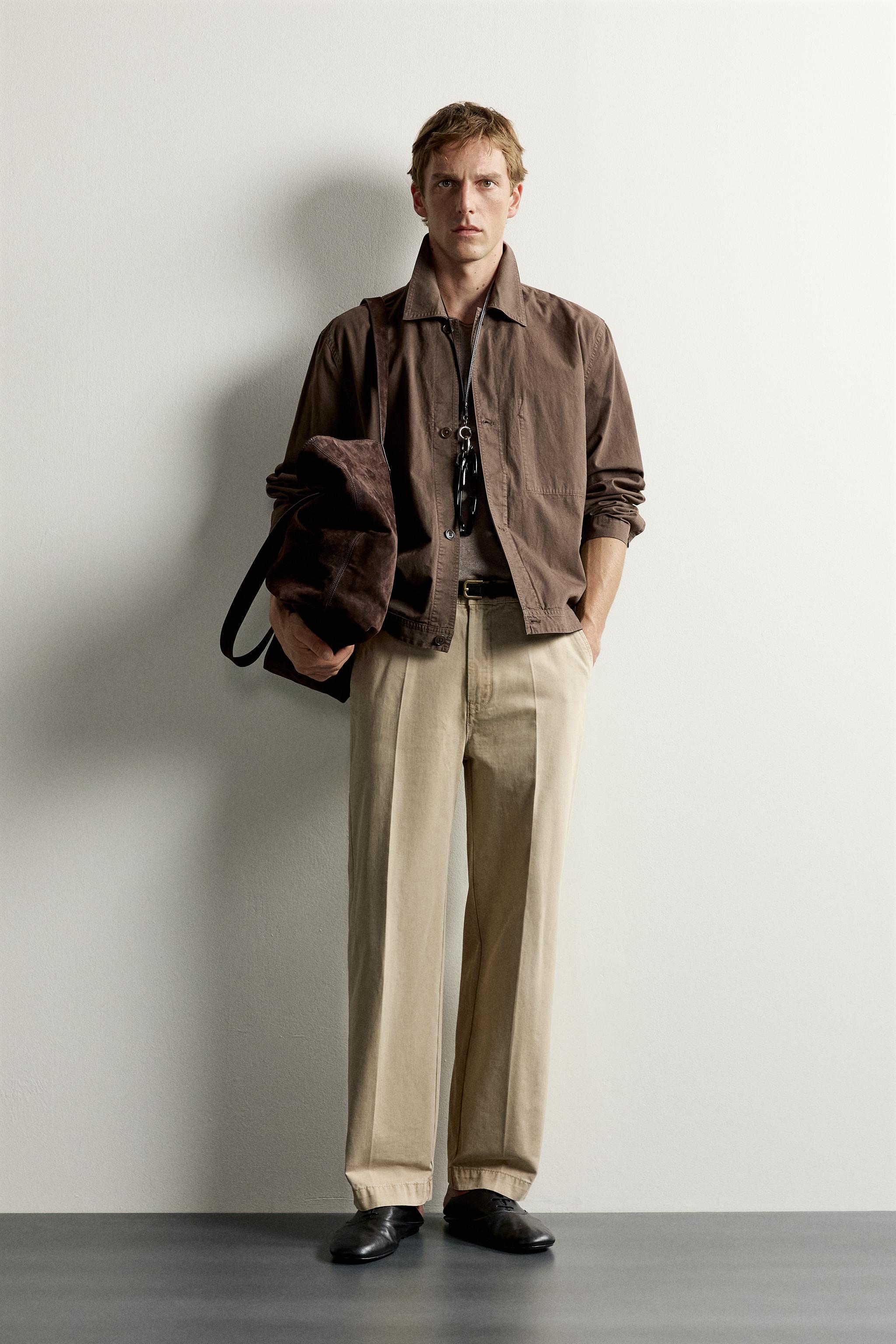 Мужские джинсы Zara RELAXED-FIT WASHED CHINO PANTS