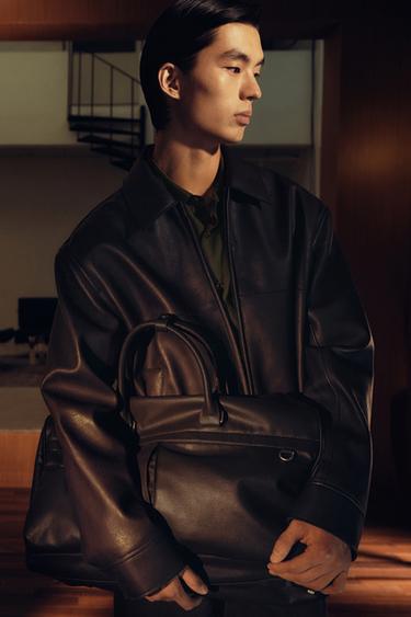 Zara 人造皮革夾克 - 勃艮第酒紅色