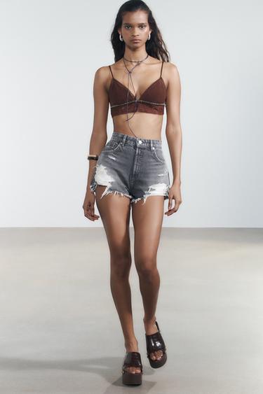 ДЖИНСОВІ ШОРТИ TRF CURVED З ВИСОКОЮ ПОСАДКОЮ - Світло-сірий Zara