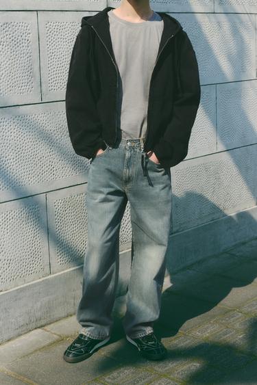 BAGGY JEANS WITH SEAM DETAIL - Blue / Green by Zara