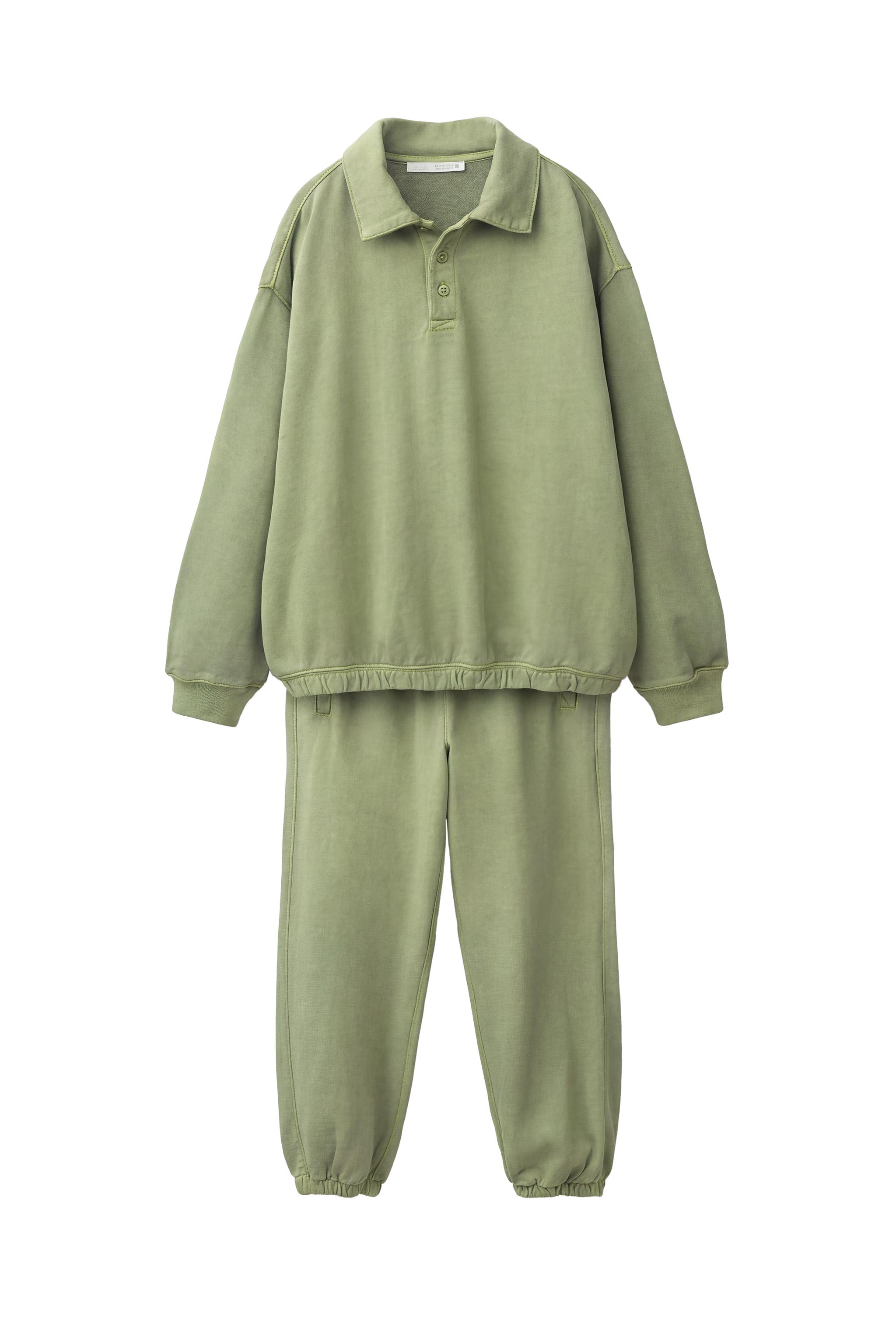 GARMENT-DYED POLO SWEATSHIRT AND JOGGER SET - Green | ZARA United