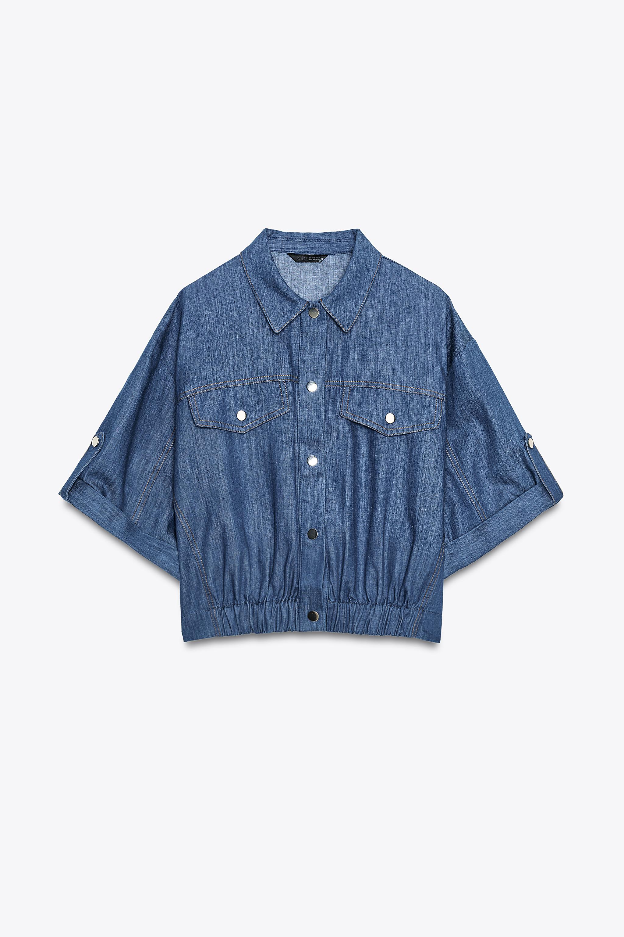 JAQUETA COM LINHO E MANGA DOBRADA - Índigo | ZARA Brasil