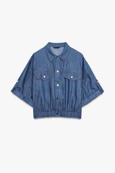 LINEN BLEND JACKET WITH TURN-UP SLEEVES - Indigo by Zara