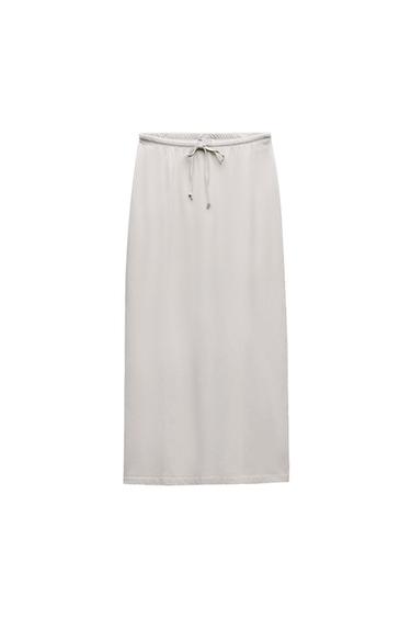 WASHED EFFECT MIDI SKIRT