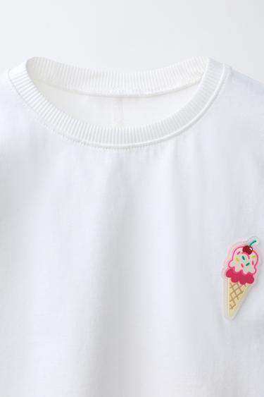 RUBBERISED APPLIQUÉ T-SHIRT - White by Zara - Image 2