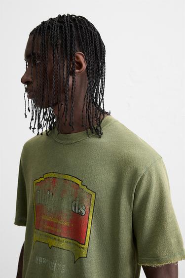 WASHED PRINT KNIT T-SHIRT - Green by Zara - Image 5