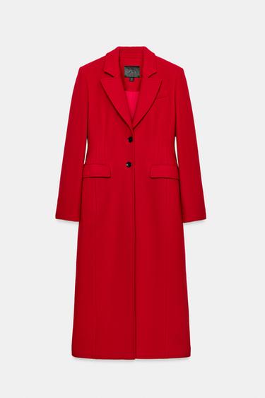 ABRIGO MEZCLA DE LANA ZW COLLECTION - Rojo de Zara - Imagen 0