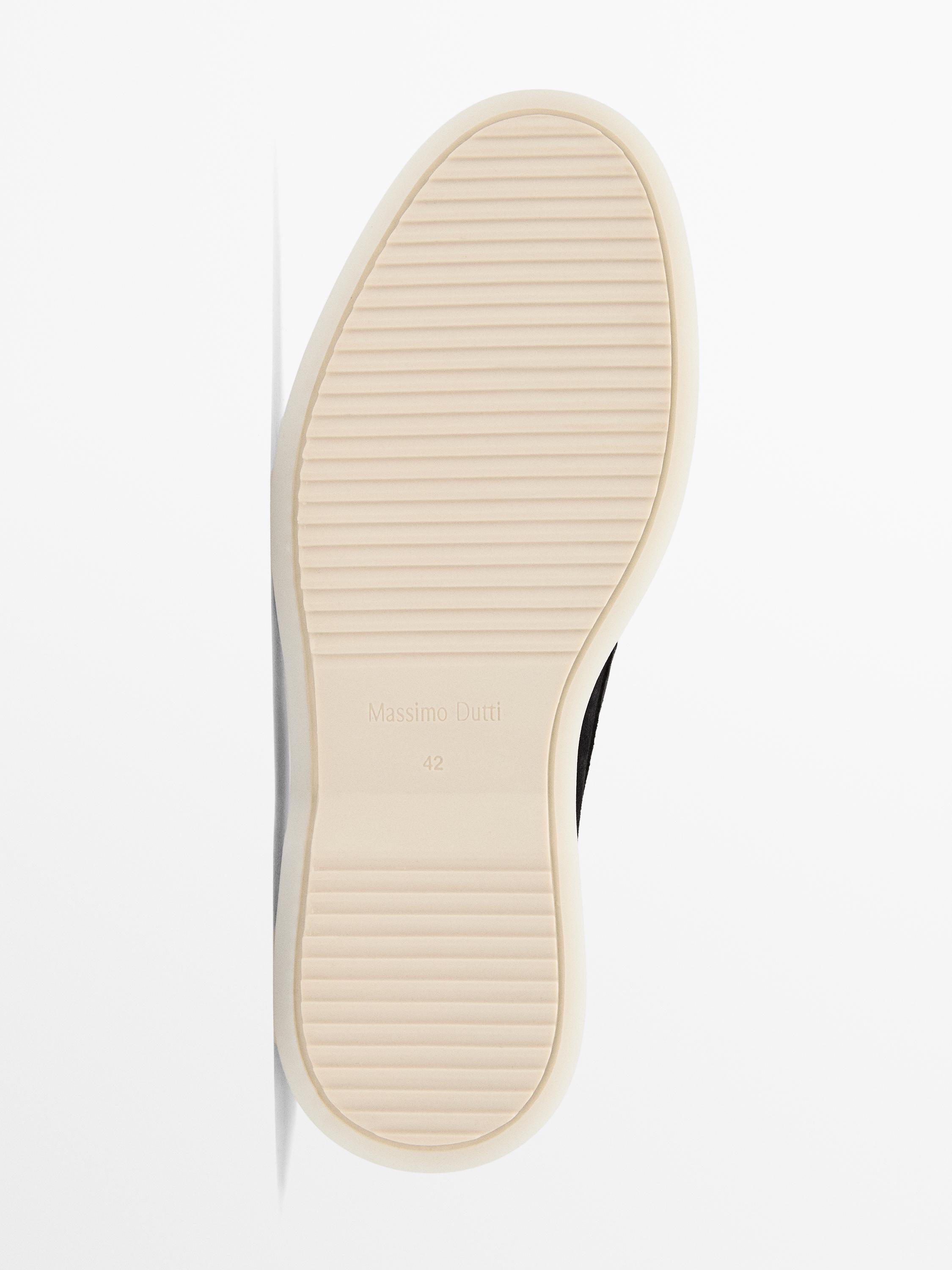 Navy blue split suede loafers