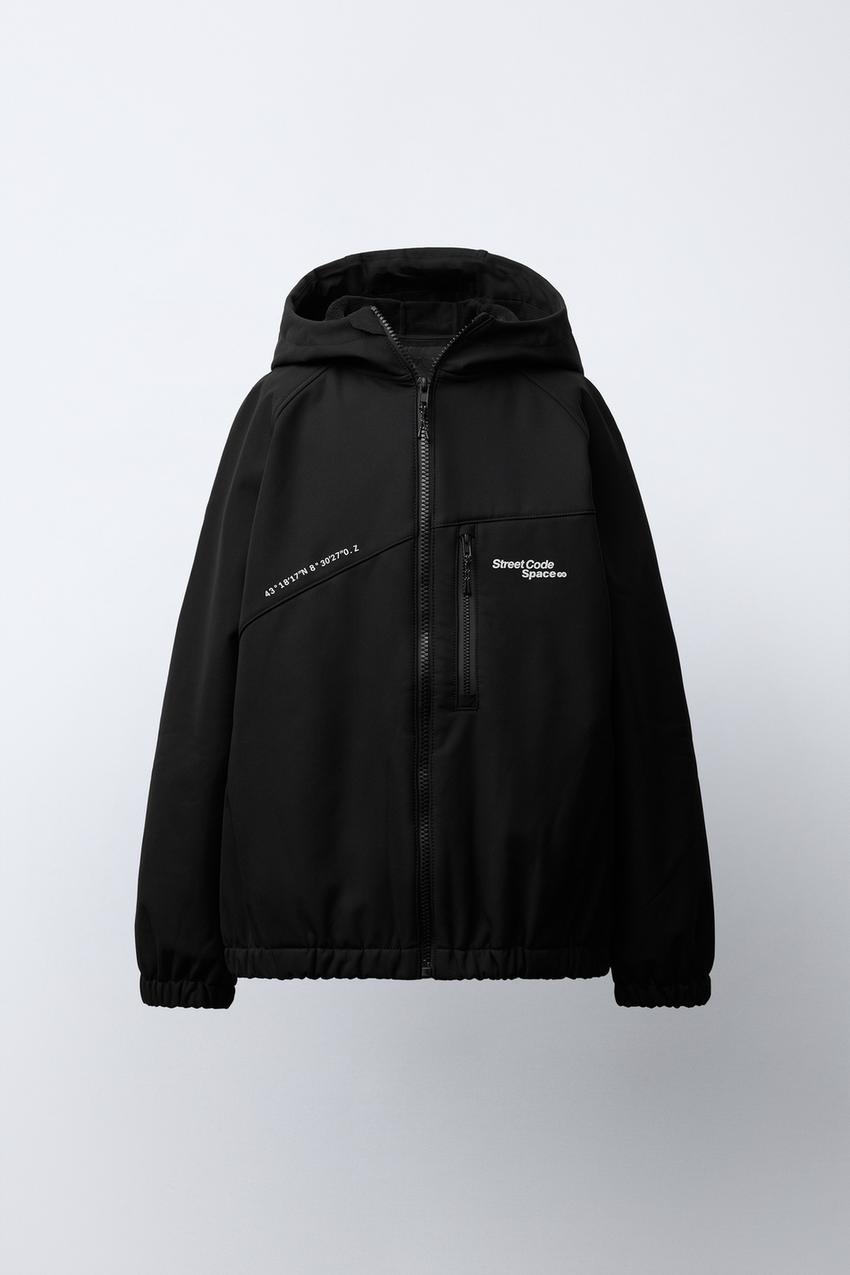 撥水加工フード付きテクニカルジャケット - ブラック | ZARA Japan / 日本