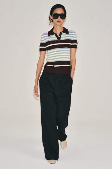 POLO DE PUNT DE RATLLES - Marró-blau de Zara - Imatge 0