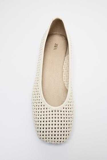 BALLERINAT PUNOTULLA KUOSILLA - Ecru White Zaralta