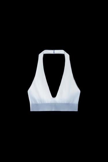 SUJETADOR HALTER CON POLIAMIDA - Azul claro de Zara - Imagen 0