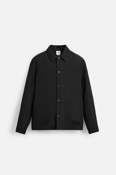 100% LINEN OVERSHIRT - Black by Zara - Image 2