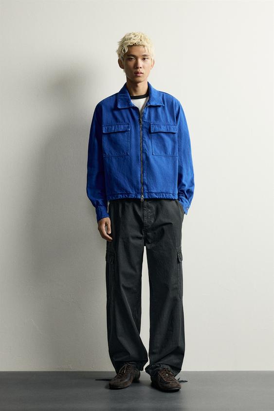 BOXY FIT OVERSHIRT WITH POCKETS - Electric blue by Zara - Image 0