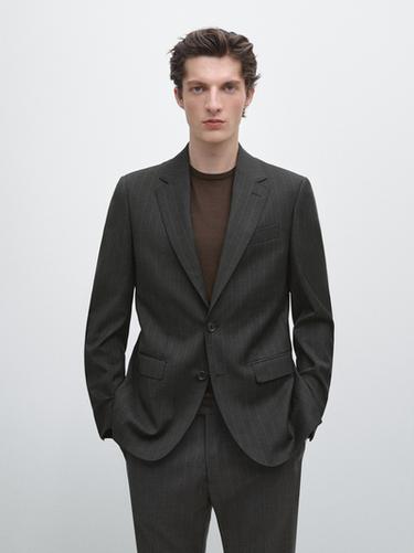 Veste de costume rayures tennis - Gris de Zara