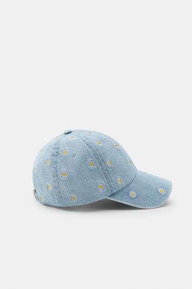 CASQUETTE EN DENIM BRODERIES MARGUERITES - Bleu de Zara - Image 4