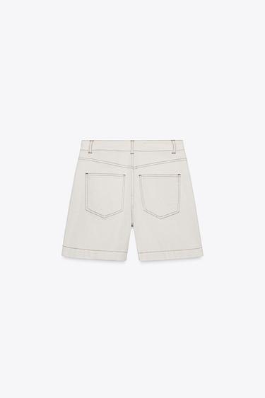 Z1975 DENIM MOM FIT BERMUDA SHORTS - Ecru by Zara - Image 4
