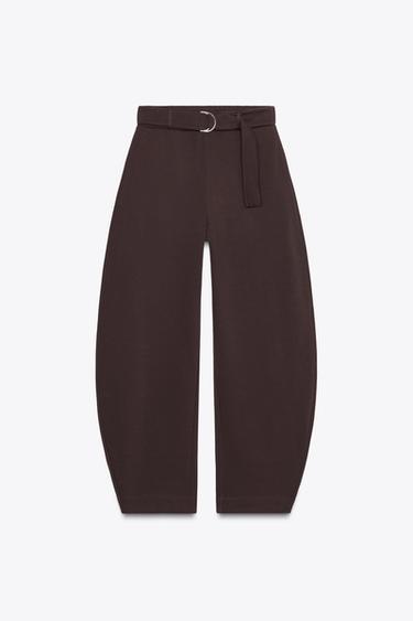 PLUSH TROUSERS WITH BELT - Chocolate by Zara