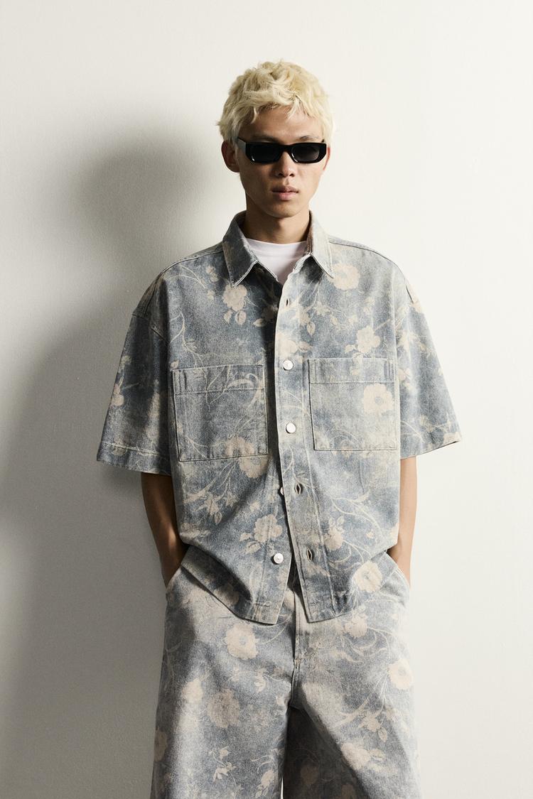 RELAXED FIT WASHED FLORAL PRINT SHIRT