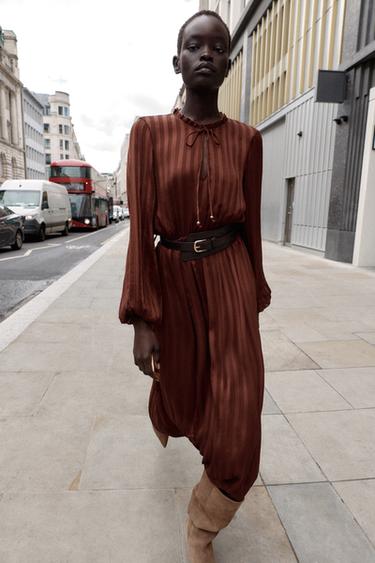 MIDI DRESS WITH BELT - Brick by Zara - Image 0